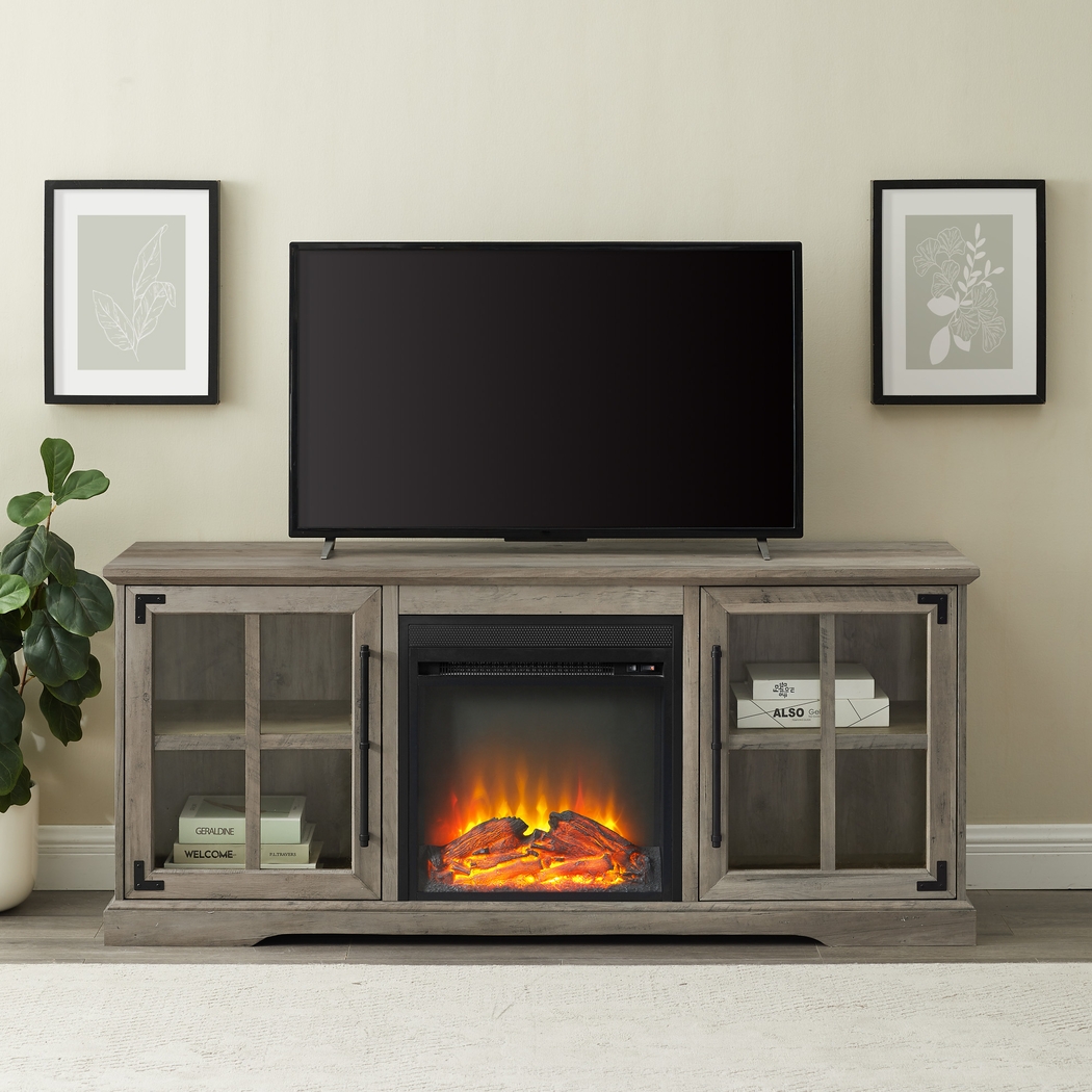 Clayshire Gray 60 in. Console, With Electric Fireplace - Thumbnail - Image 5