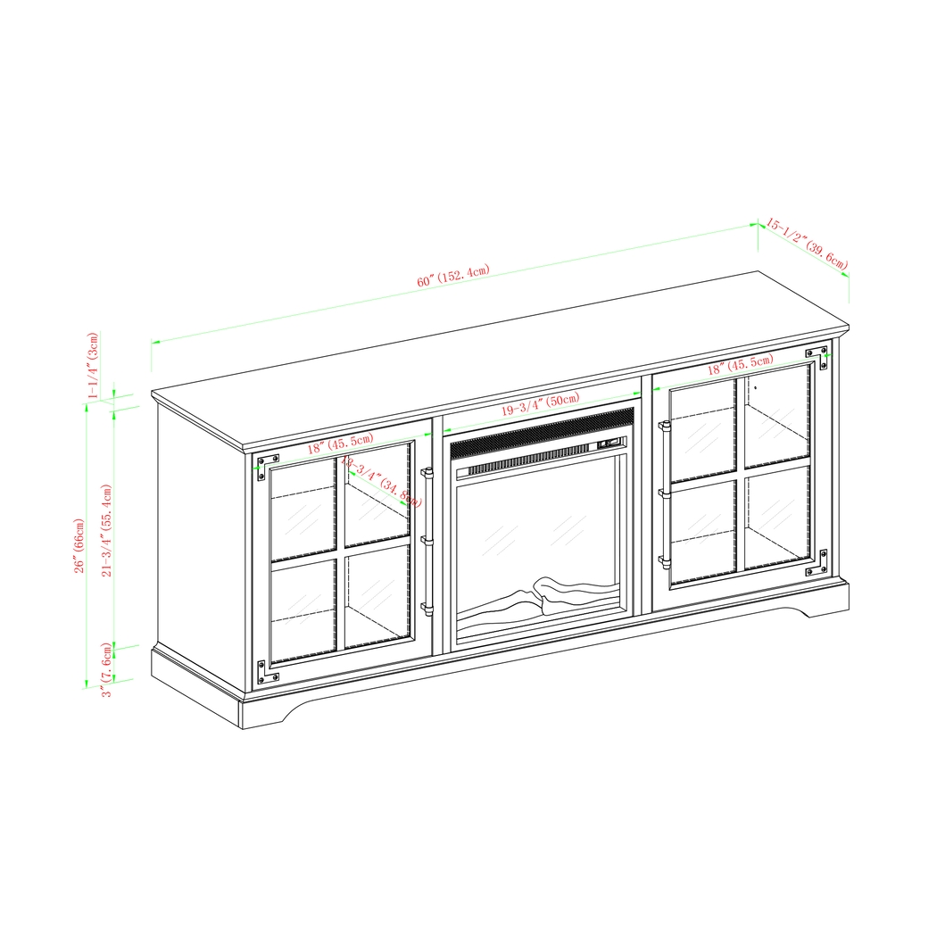 Clayshire Gray 60 in. Console, With Electric Fireplace - Thumbnail - Image 6