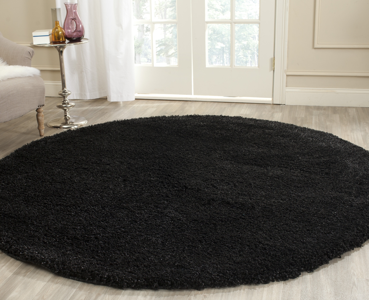 Cleona Black 4' Round Rug - Thumbnail - Image 3