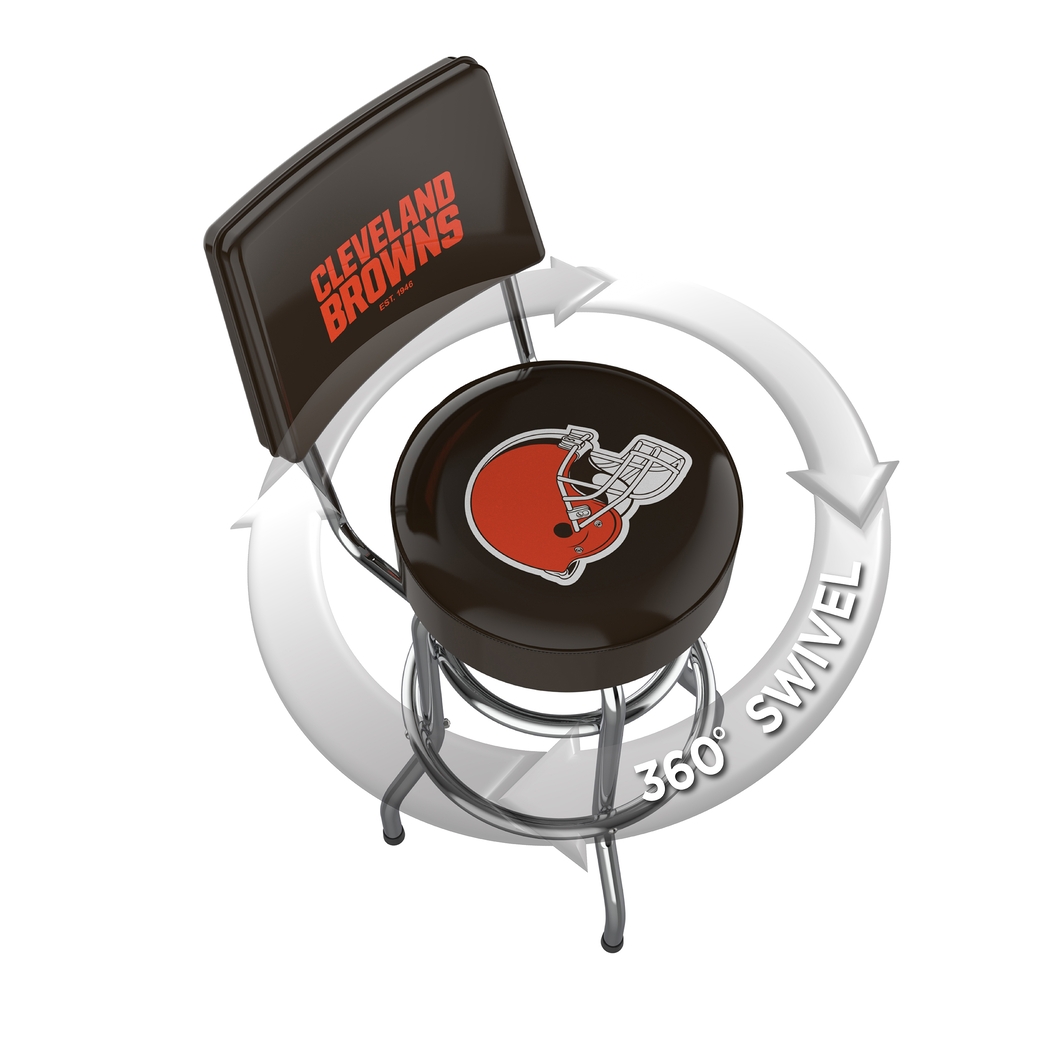 Cleveland Browns Black Swivel Barstool with Back - Thumbnail - Image 3