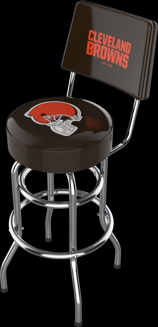 Cleveland Browns Black Swivel Barstool with Back - Thumbnail - Image 1