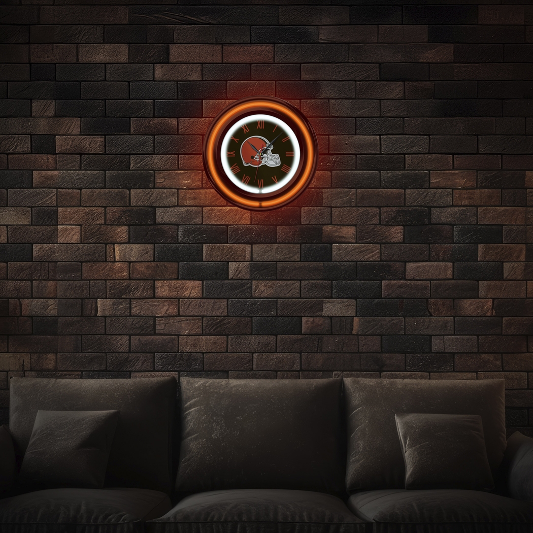 Cleveland Browns Neon Wall Clock - Thumbnail - Image 2