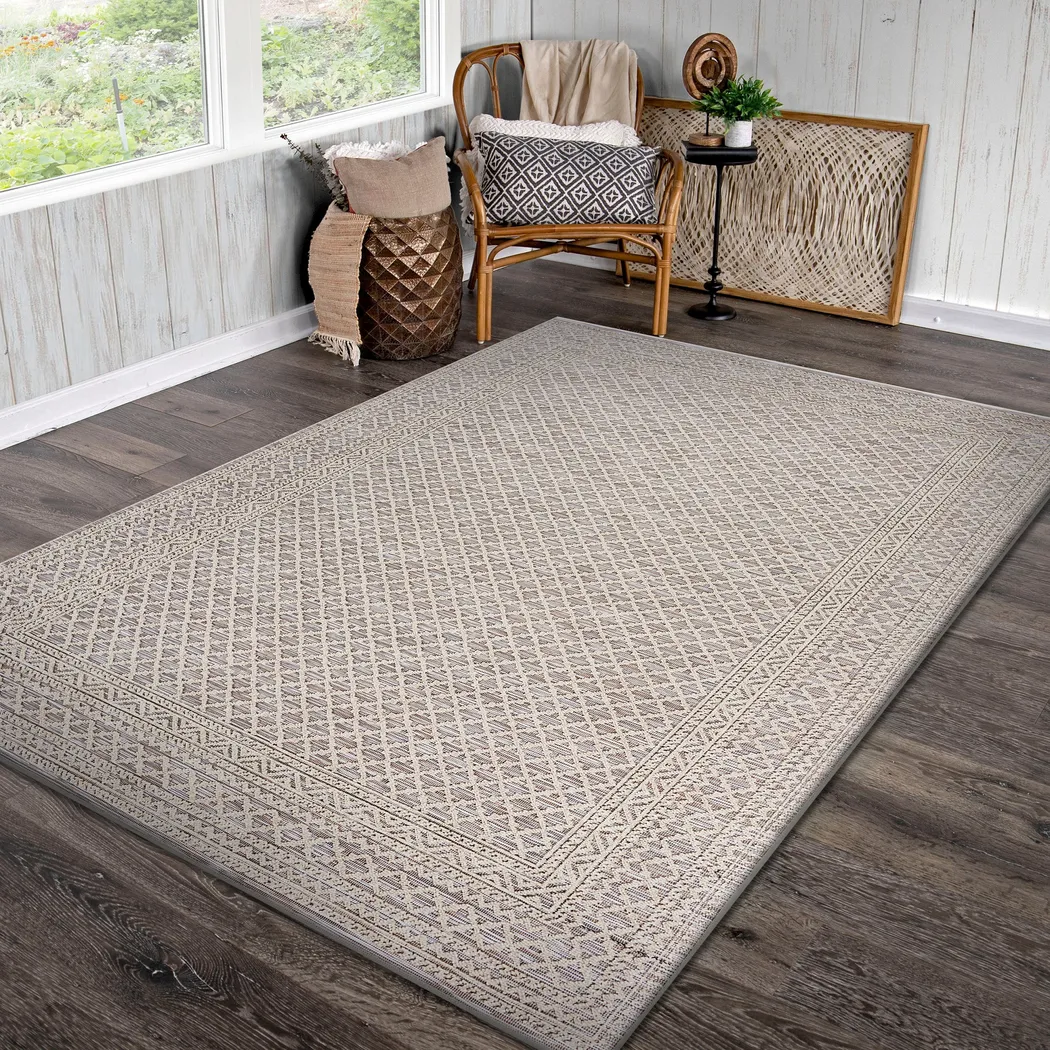 Clifmond Natural,Tan 5' x 7' Indoor,Outdoor Rug - Thumbnail - Image 3