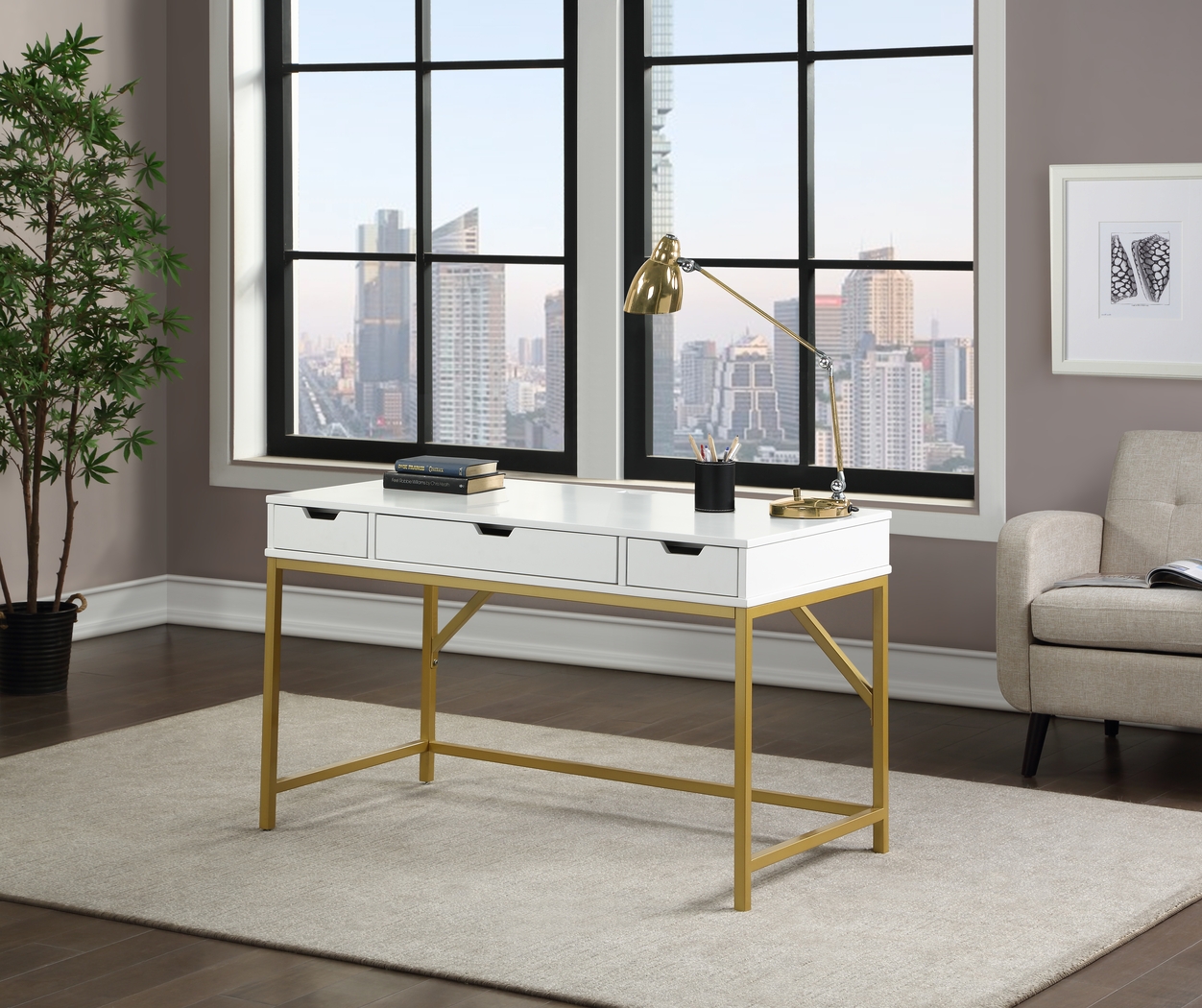 Cliftmont White Desk - Thumbnail - Image 2