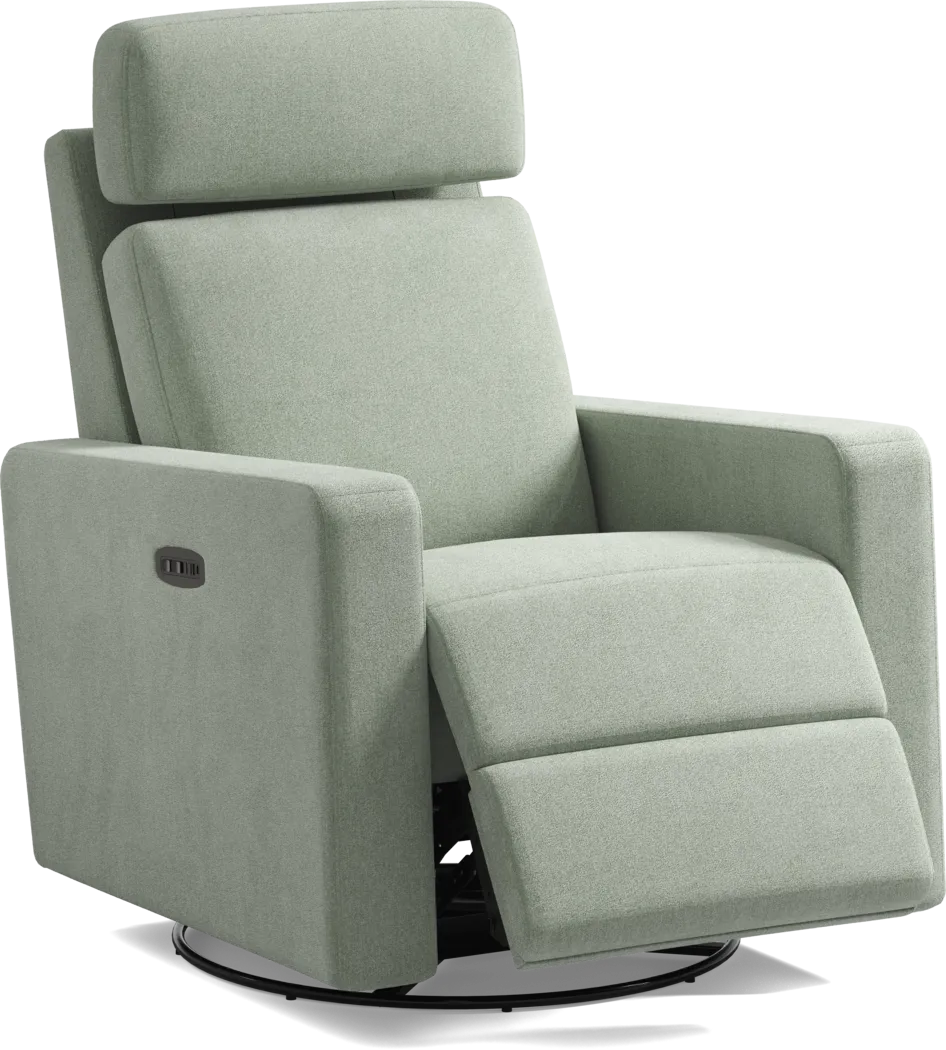 Clifton Blue Dual Power Swivel Glider Recliner - Thumbnail - Image 1