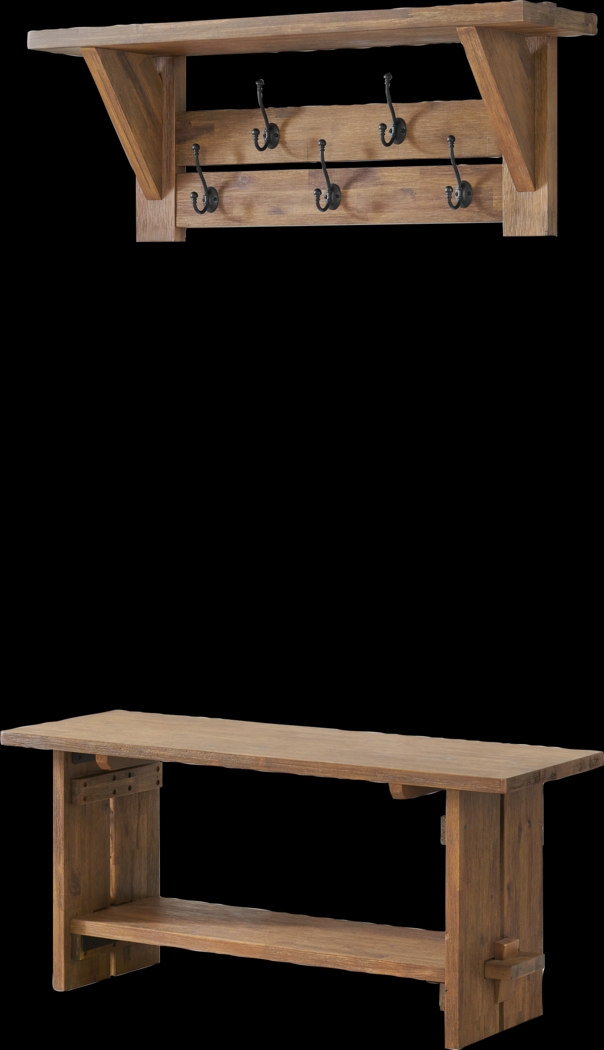 Clintom Natural Bench and Coat Hook, Set of 2 - Thumbnail - Image 1