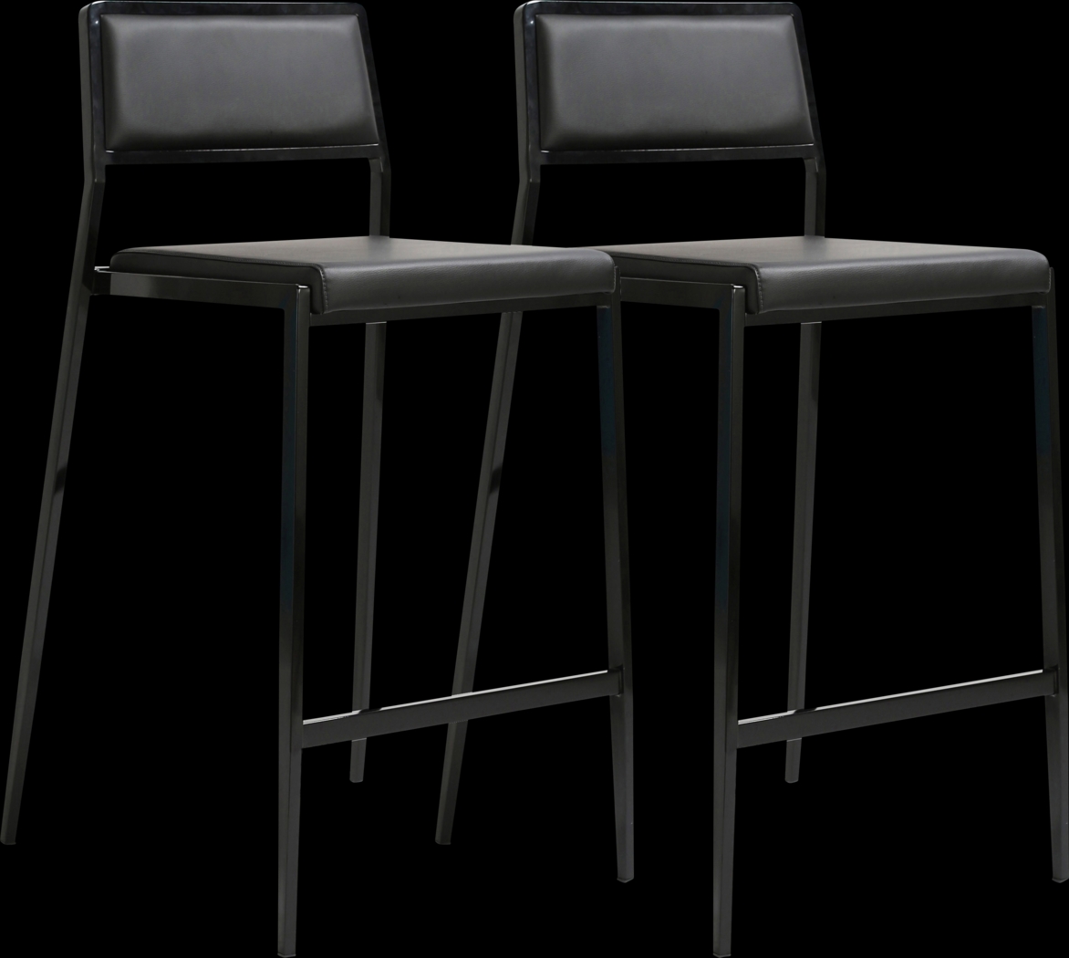 Cloudywing I Black Counter Height Stool, Set of 2 - Thumbnail - Image 1
