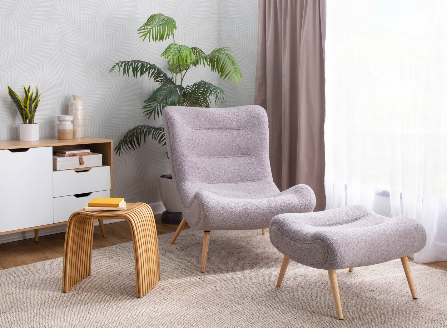 Cloueran Gray Accent Chair and Ottoman - Thumbnail - Image 2