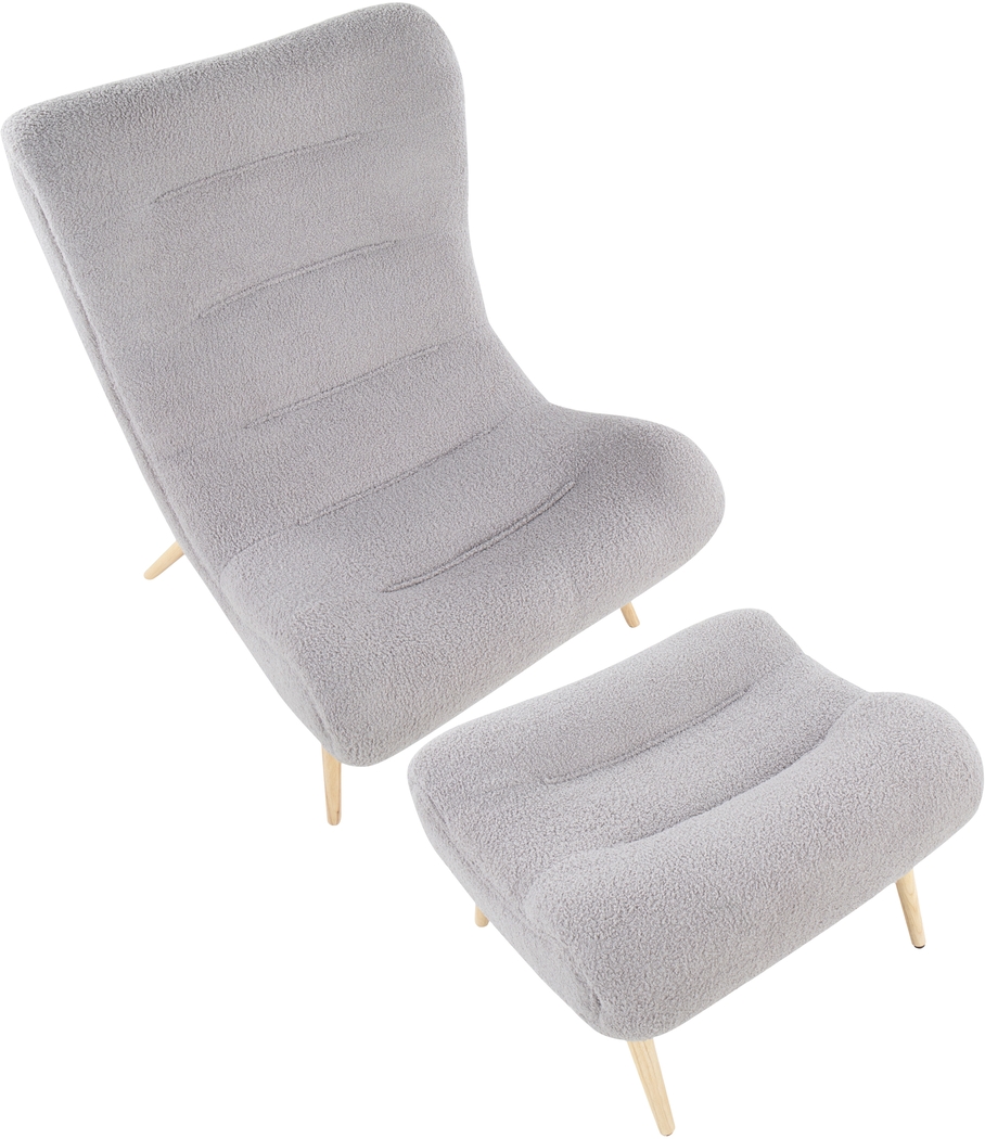 Cloueran Gray Accent Chair and Ottoman - Thumbnail - Image 5