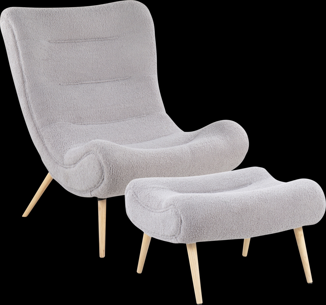 Cloueran Gray Accent Chair and Ottoman - Thumbnail - Image 1