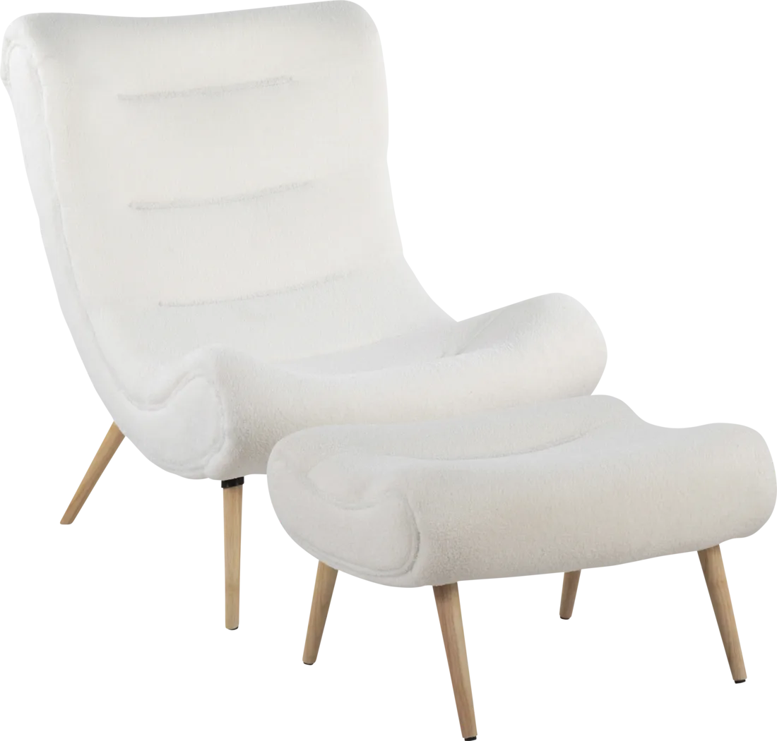 Cloueran White Accent Chair and Ottoman - Thumbnail - Image 1