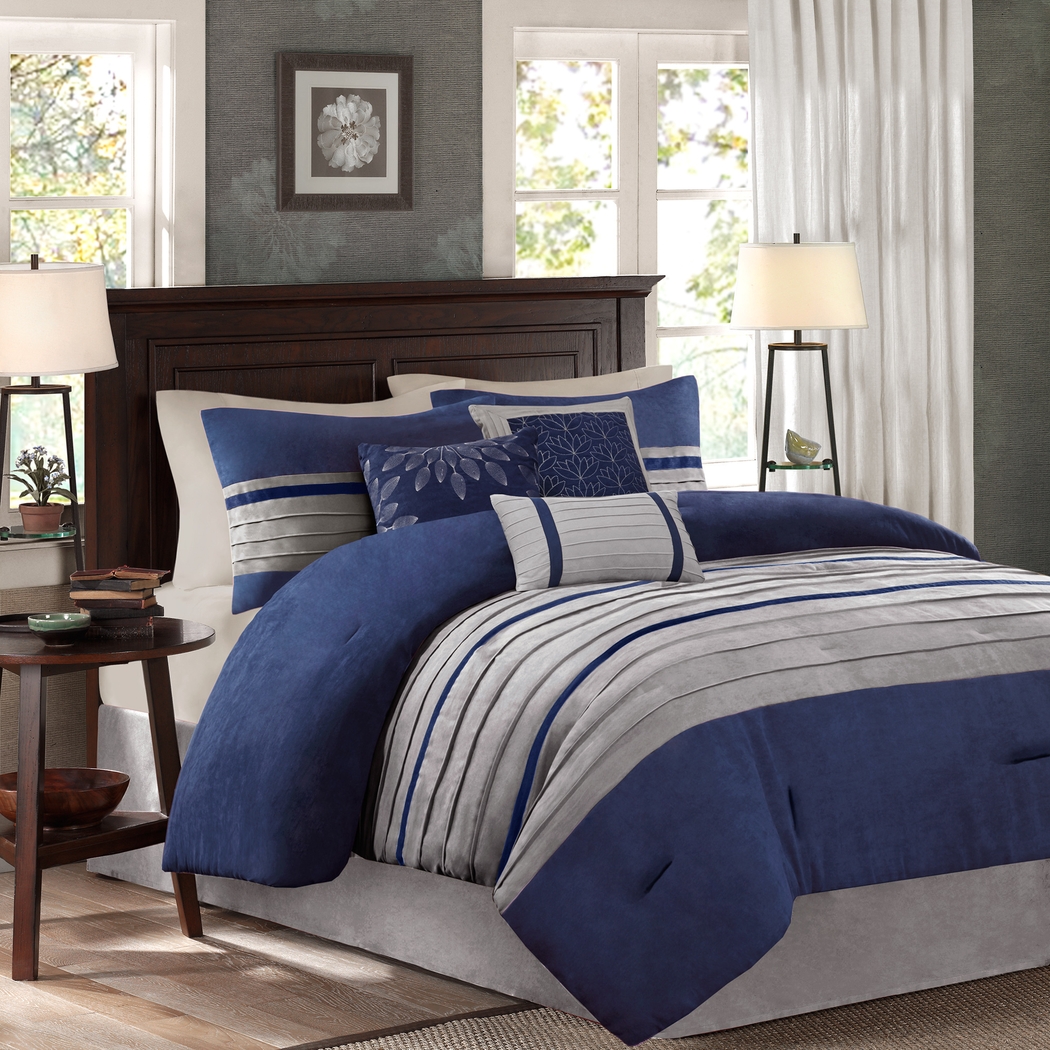 Clouet Blue 7 Pc King Comforter Set - Thumbnail - Image 1