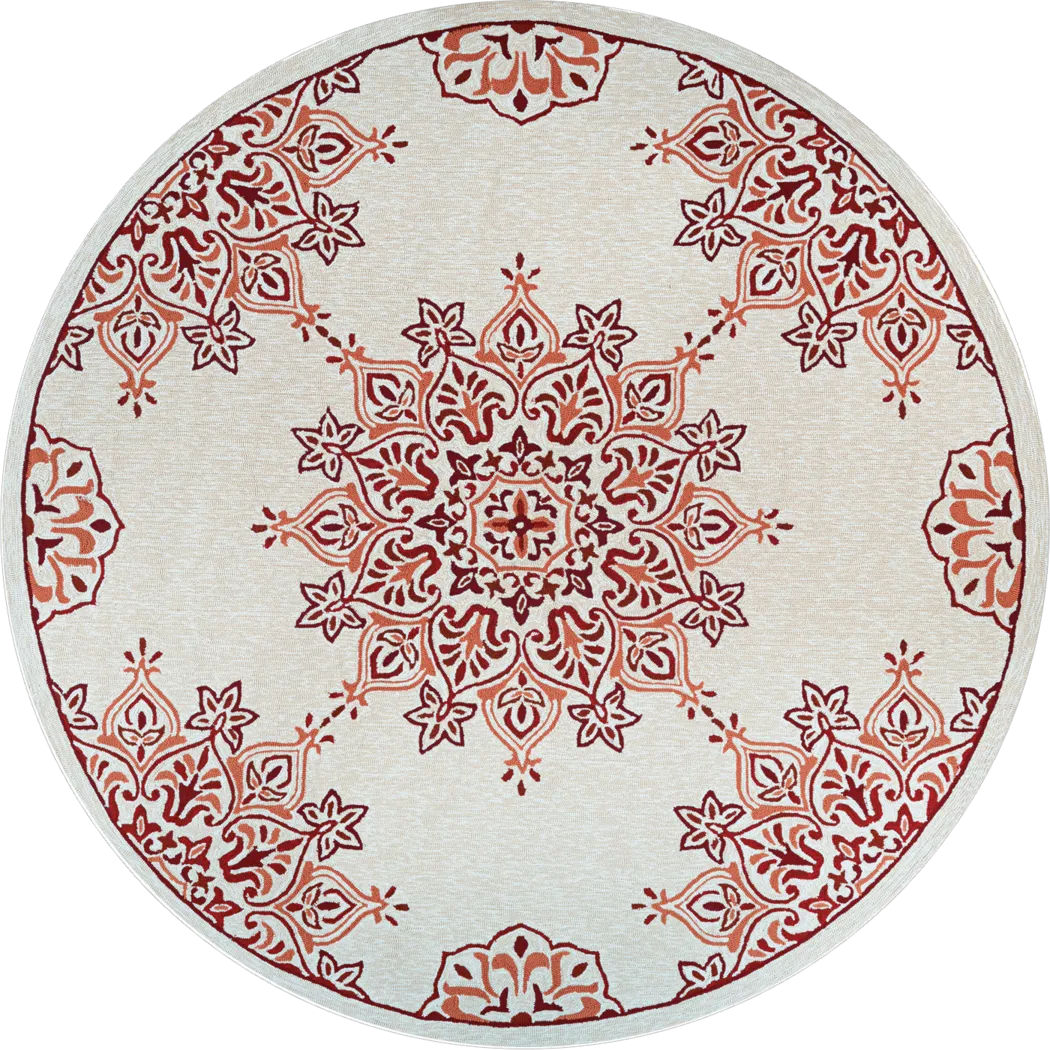 Clova Red 7'10 Indoor/Outdoor Round Rug - Thumbnail - Image 1