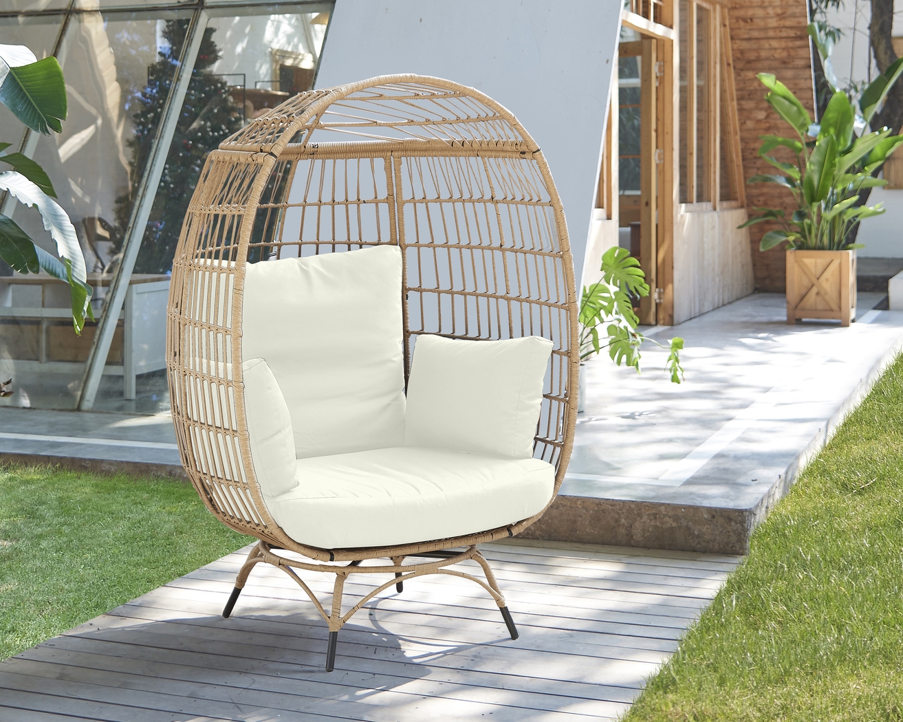 Clovehitch Cream Egg Chair - Thumbnail - Image 2