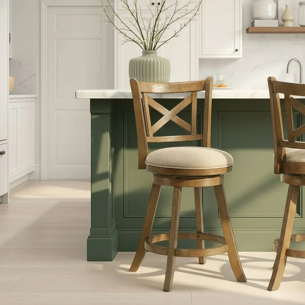 Cloverprises Beige Swivel Counter Height Stool - Thumbnail - Image 2