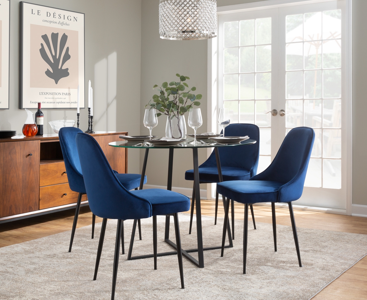 Clovis III Navy Dining Chair, Set of 2 - Thumbnail - Image 9