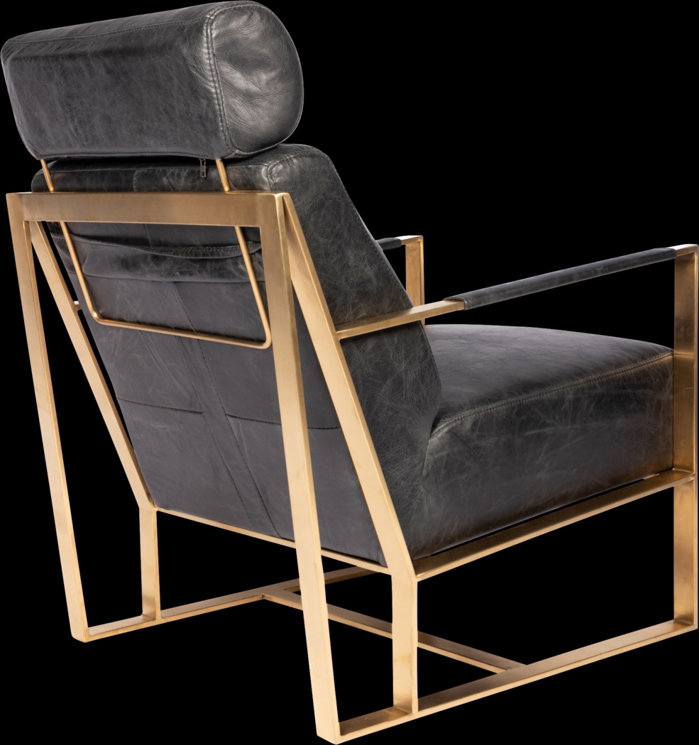 Cluny Black Leather Accent Chair - Thumbnail - Image 4