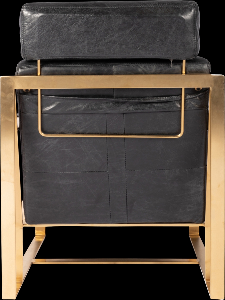 Cluny Black Leather Accent Chair - Thumbnail - Image 5