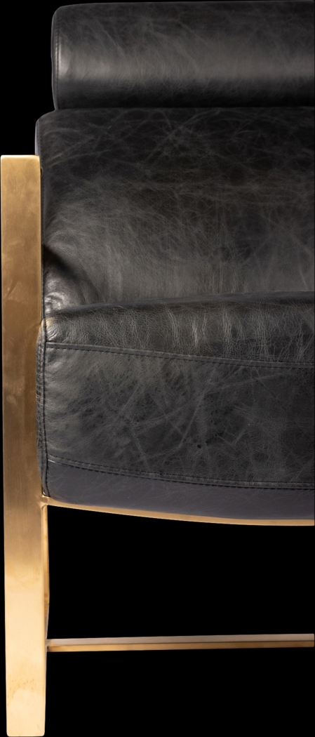 Cluny Black Leather Accent Chair - Thumbnail - Image 6