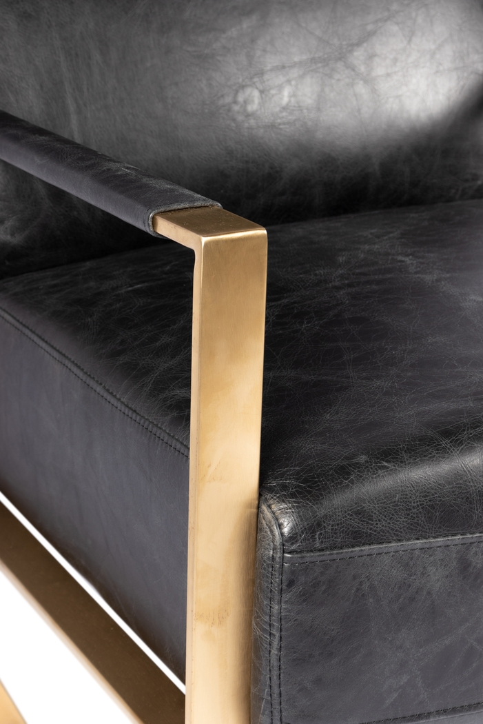 Cluny Black Leather Accent Chair - Thumbnail - Image 7