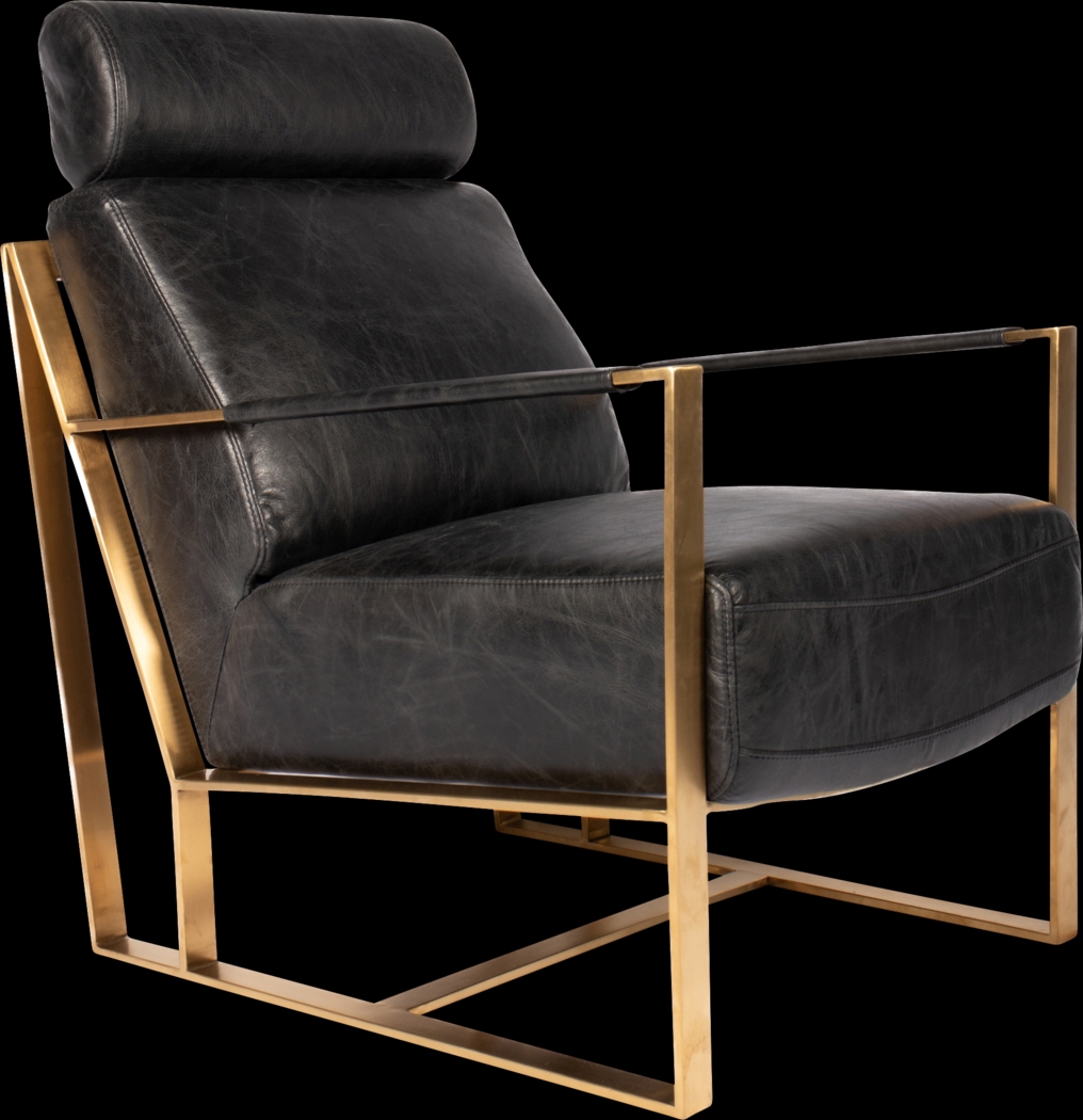 Cluny Black Leather Accent Chair - Thumbnail - Image 1