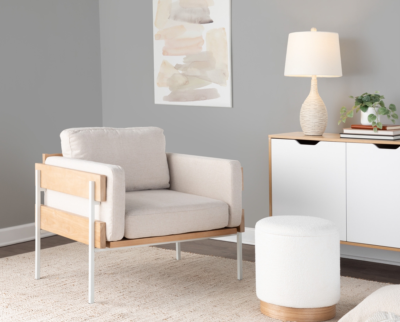 Clyburn Cream Accent Chair - Thumbnail - Image 2