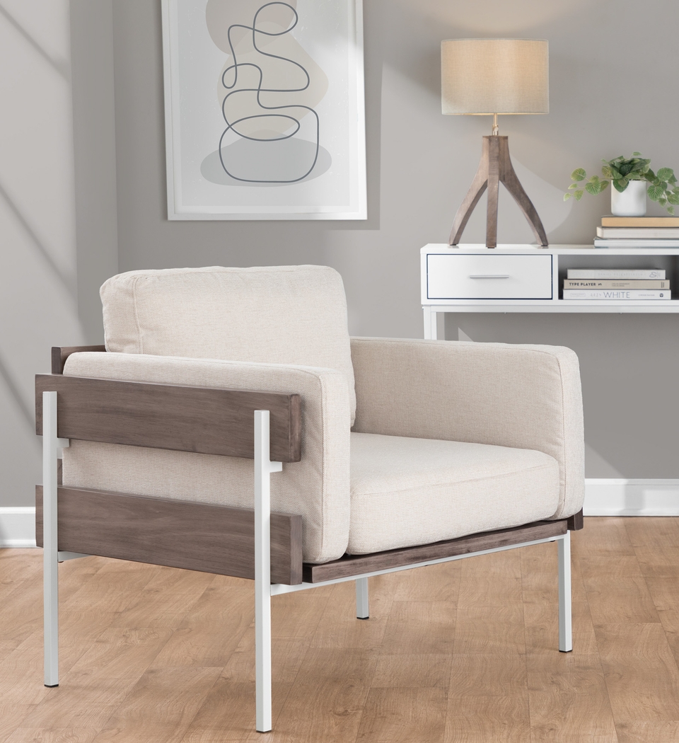 Clyburn III Cream Accent Chair - Thumbnail - Image 2