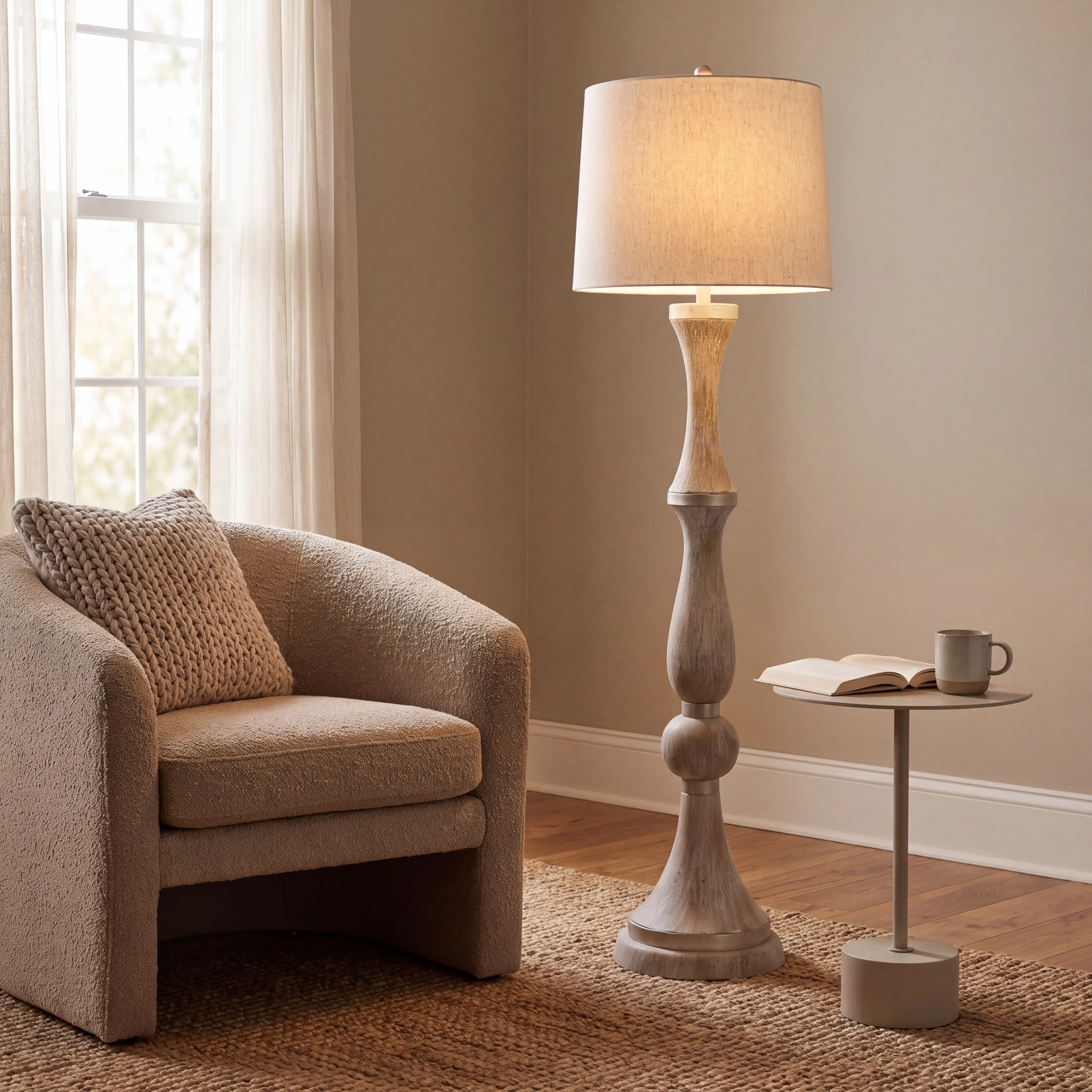 Clyde Grove Beige Floor Lamp - Thumbnail - Image 2