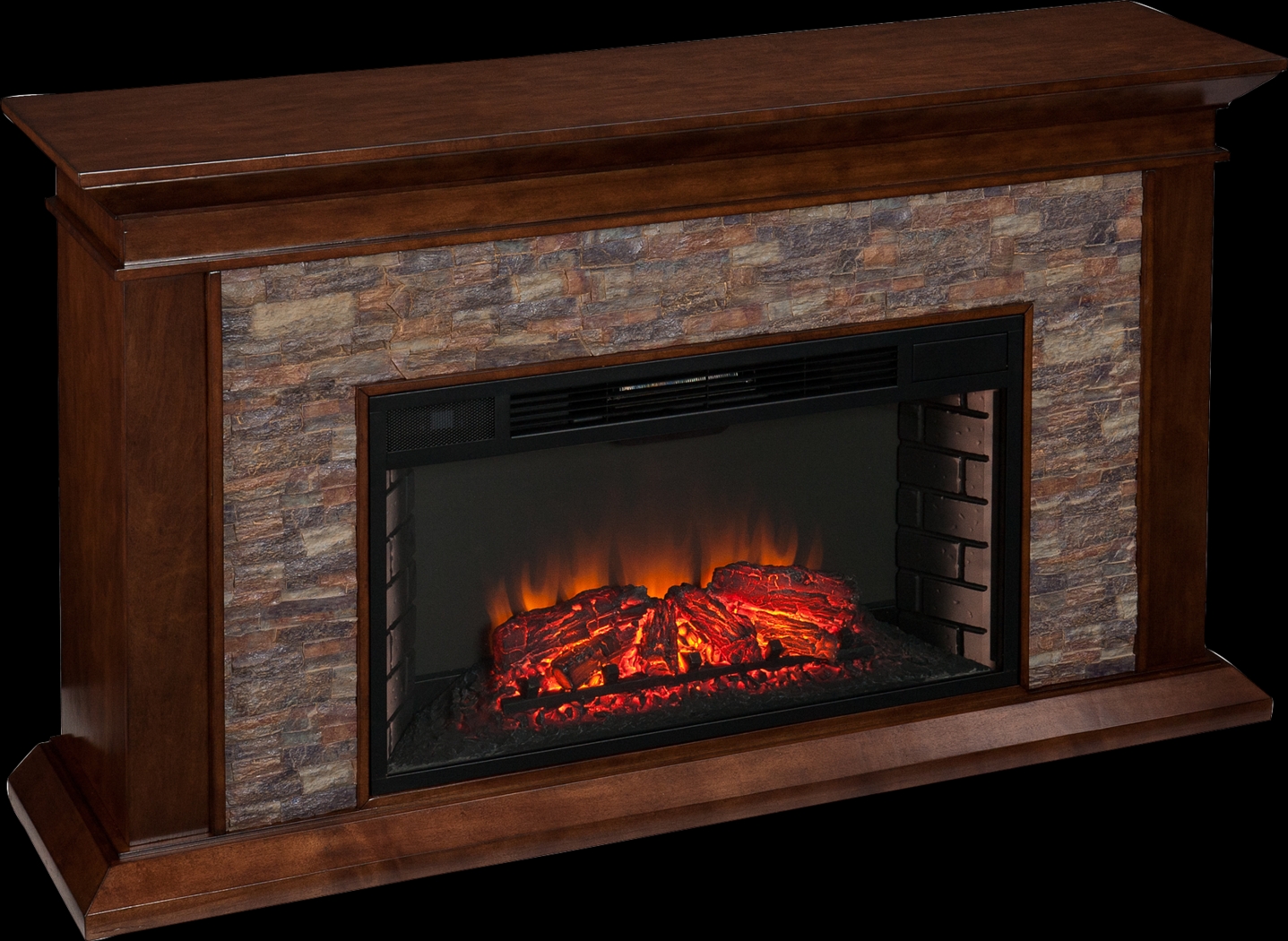 Clydebank Brown 60 in. Console with Electric Fireplace - Thumbnail - Image 1