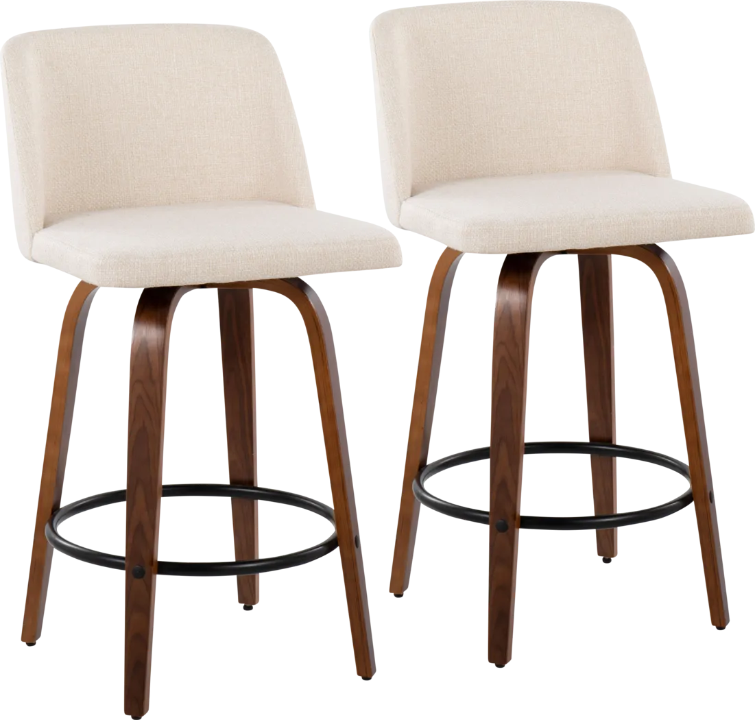 Clyo I Cream Counter Stool Set of 2 - Thumbnail - Image 1