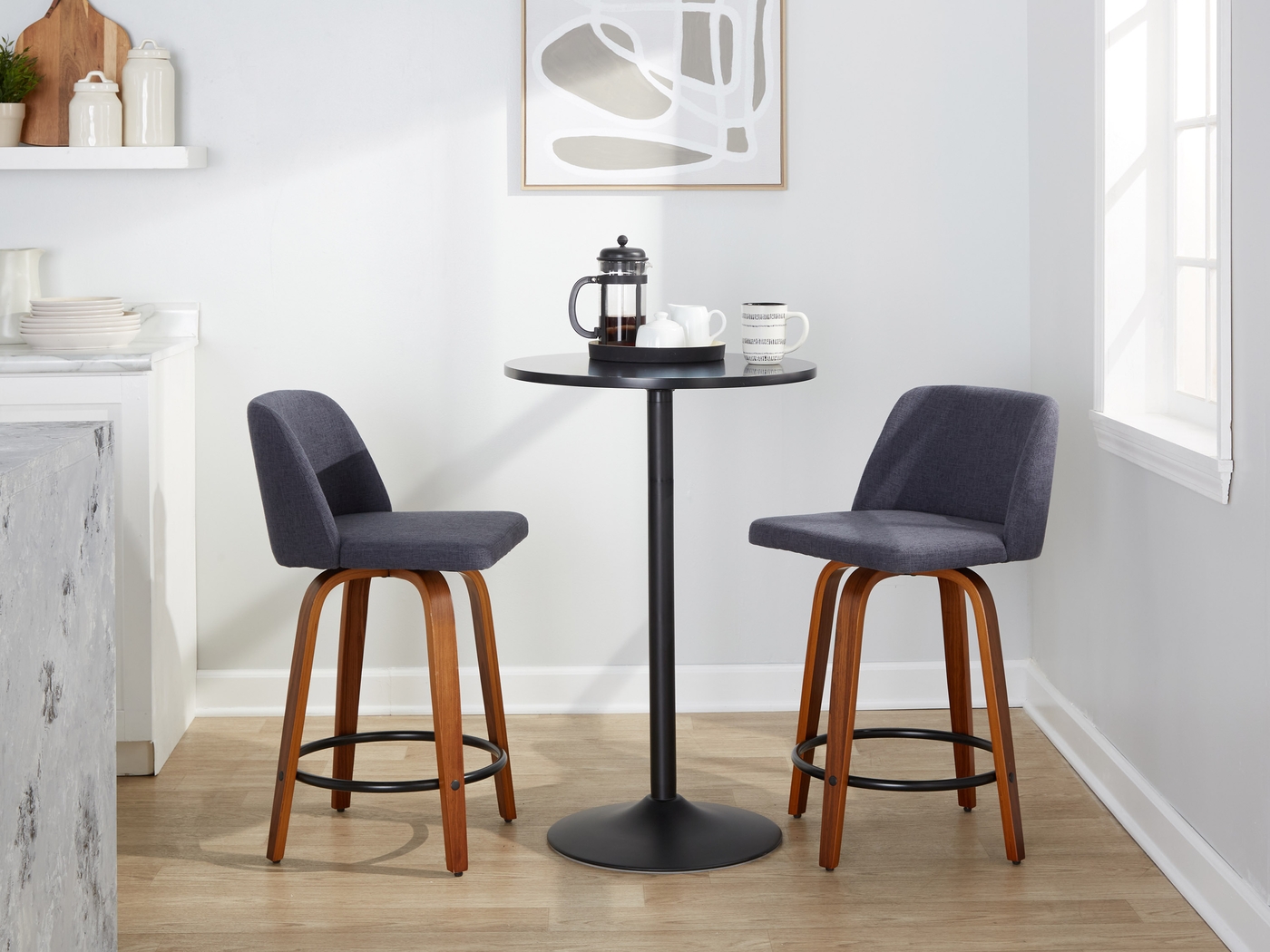 Clyo IV Blue Swivel Counter Height Stool, Set of 2 - Thumbnail - Image 2