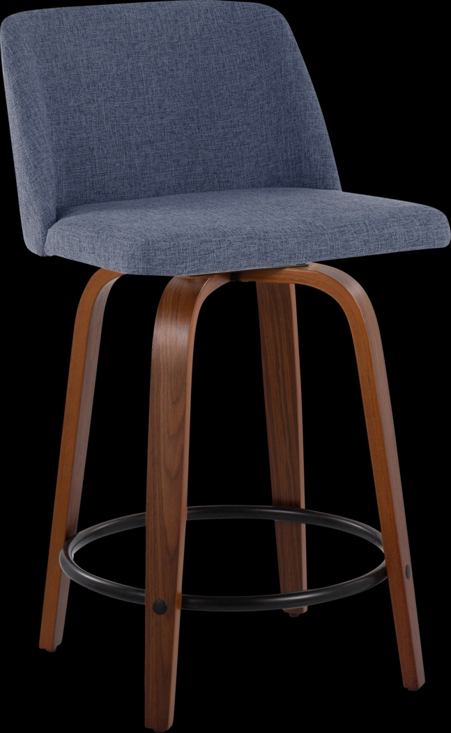 Clyo IV Blue Swivel Counter Height Stool, Set of 2 - Thumbnail - Image 3