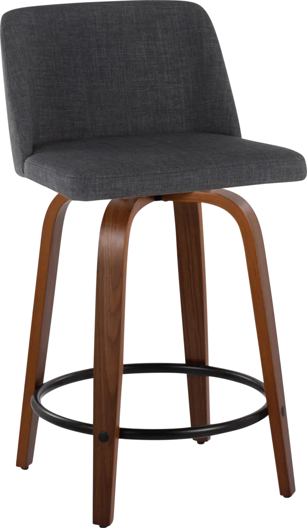 Clyo IV Charcoal Swivel Counter Height Stool, Set of 2 - Thumbnail - Image 3
