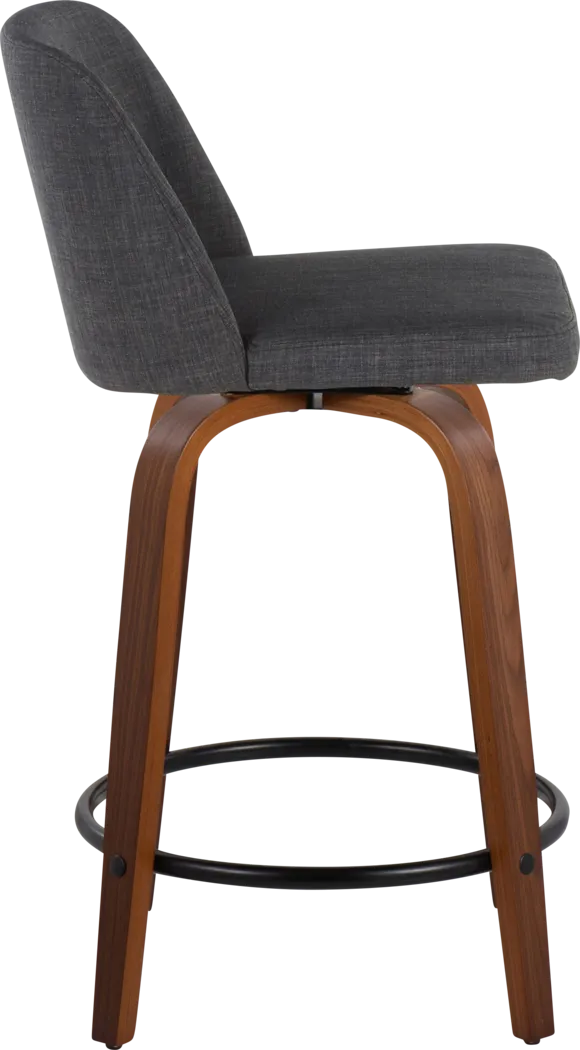 Clyo IV Charcoal Swivel Counter Height Stool, Set of 2 - Thumbnail - Image 4