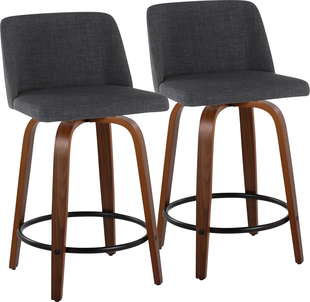 Clyo IV Charcoal Swivel Counter Height Stool, Set of 2 - Thumbnail - Image 1