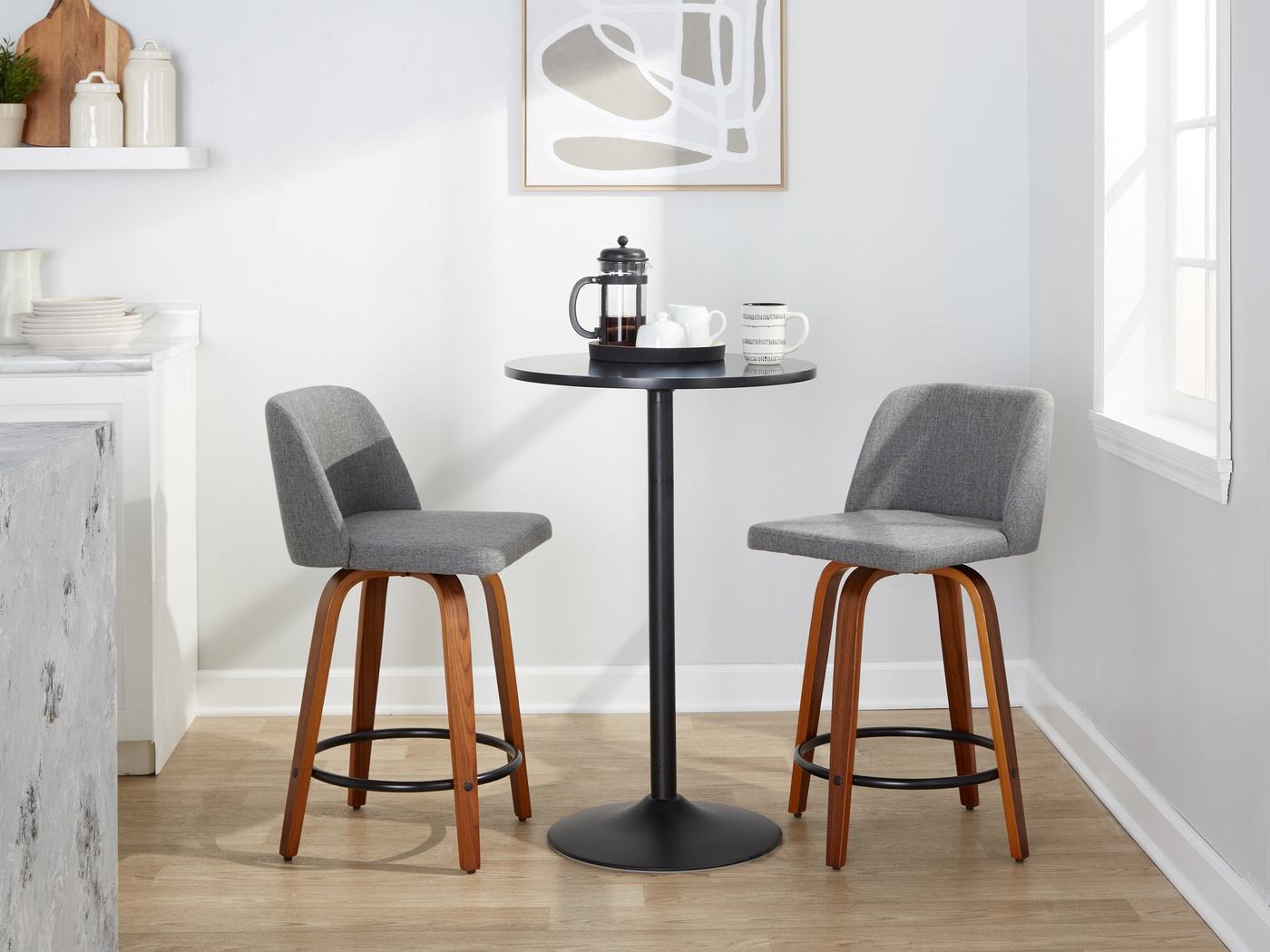 Clyo IV Gray Swivel Counter Height Stool, Set of 2 - Thumbnail - Image 2