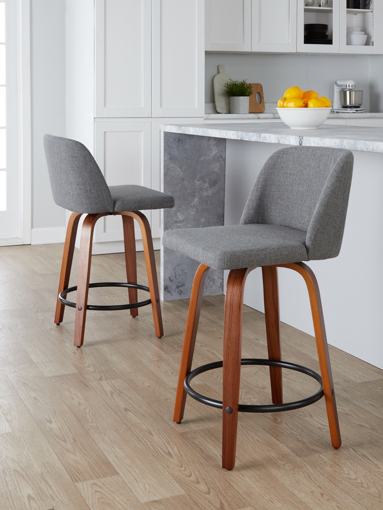 Clyo IV Gray Swivel Counter Height Stool, Set of 2 - Thumbnail - Image 9