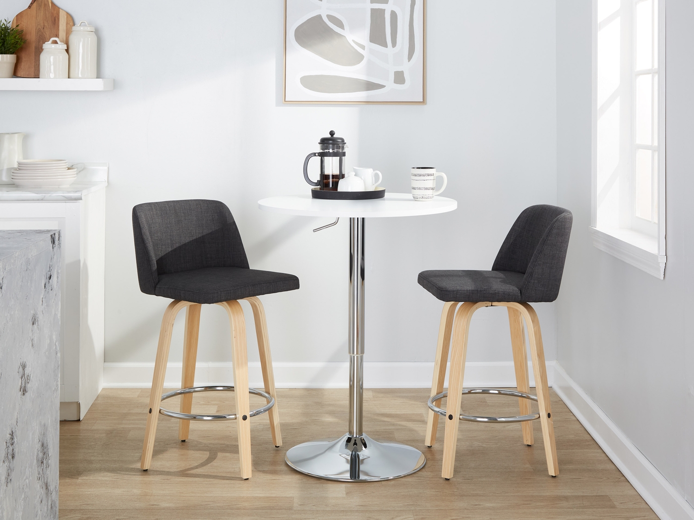 Clyo IX Black Swivel Counter Height Stool, Set of 2 - Thumbnail - Image 2