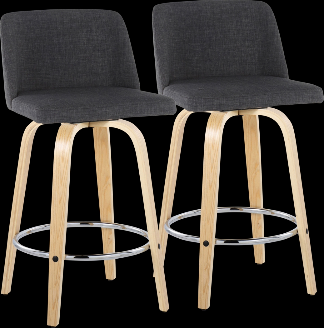 Clyo IX Black Swivel Counter Height Stool, Set of 2 - Thumbnail - Image 1