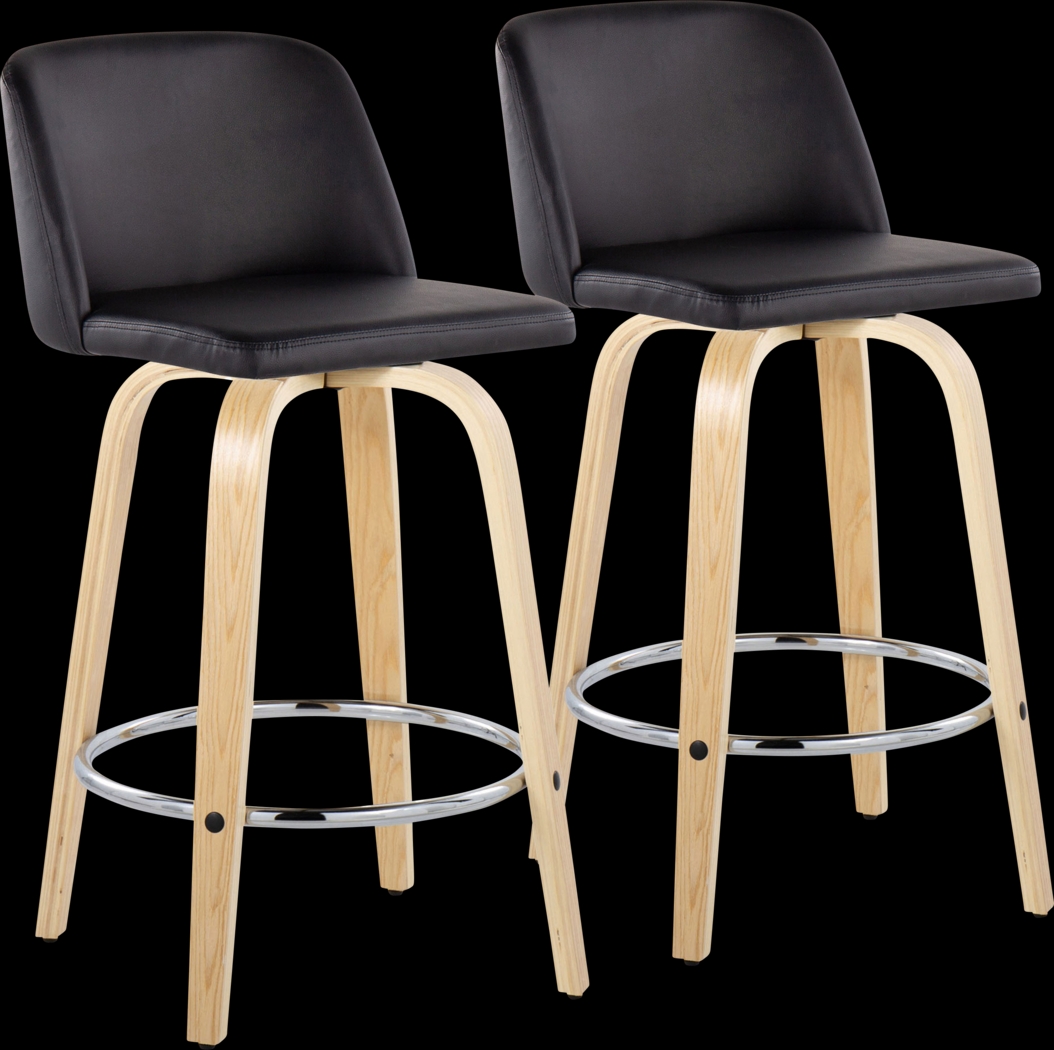 Clyo IX Black Swivel Counter Height Stool, Set of 2 - Thumbnail - Image 1