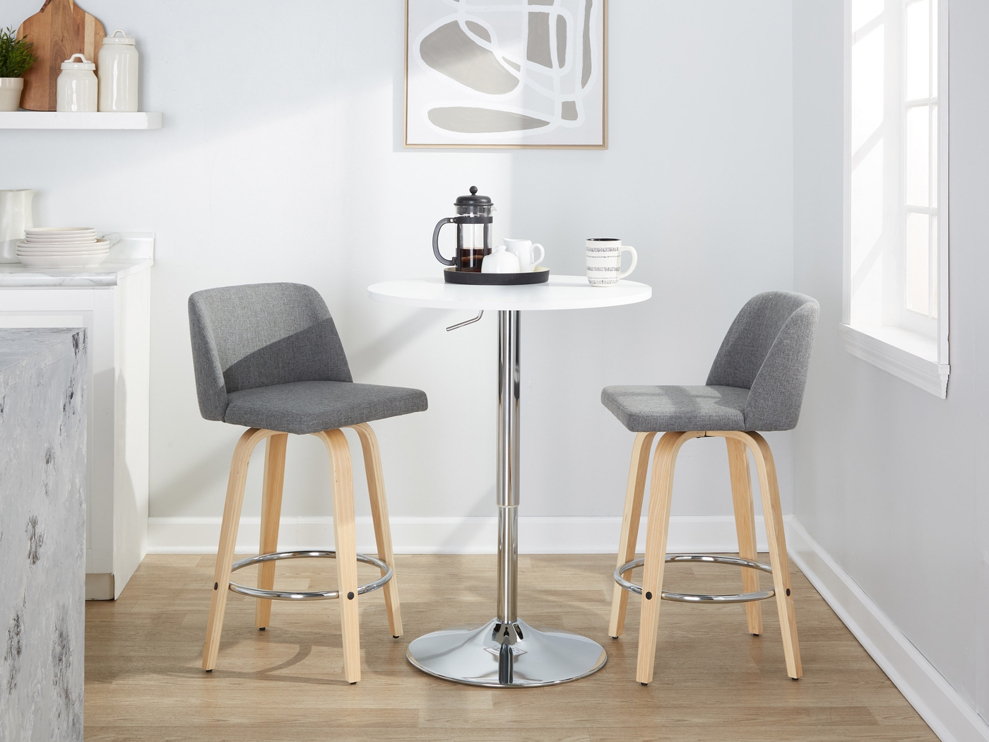 Clyo IX Gray Swivel Counter Height Stool, Set of 2 - Thumbnail - Image 2