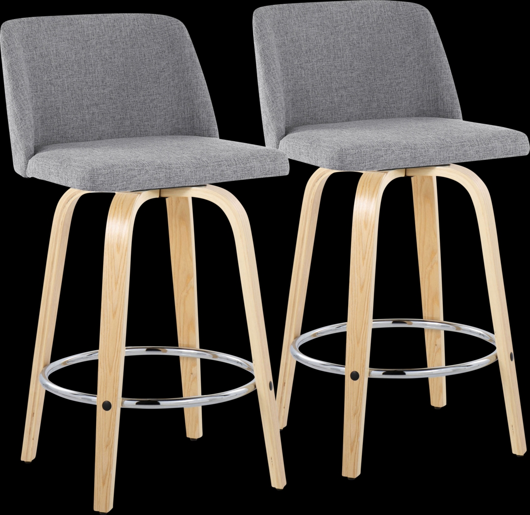 Clyo IX Gray Swivel Counter Height Stool, Set of 2 - Thumbnail - Image 1