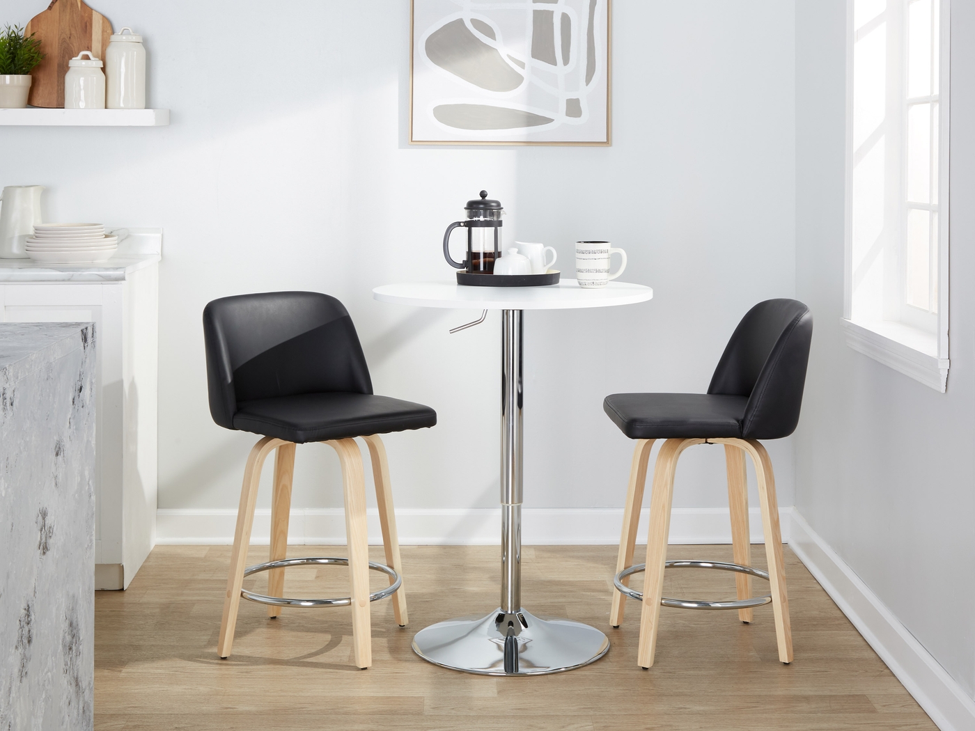 Clyo V Black Swivel Counter Height Stool, Set of 2 - Thumbnail - Image 2