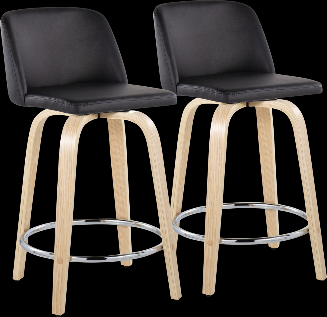 Clyo V Black Swivel Counter Height Stool, Set of 2 - Thumbnail - Image 1