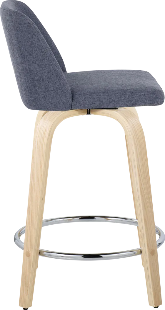 Clyo V Blue Swivel Counter Height Stool, Set of 2 - Thumbnail - Image 4