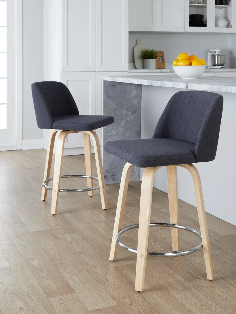 Clyo V Blue Swivel Counter Height Stool, Set of 2 - Thumbnail - Image 9