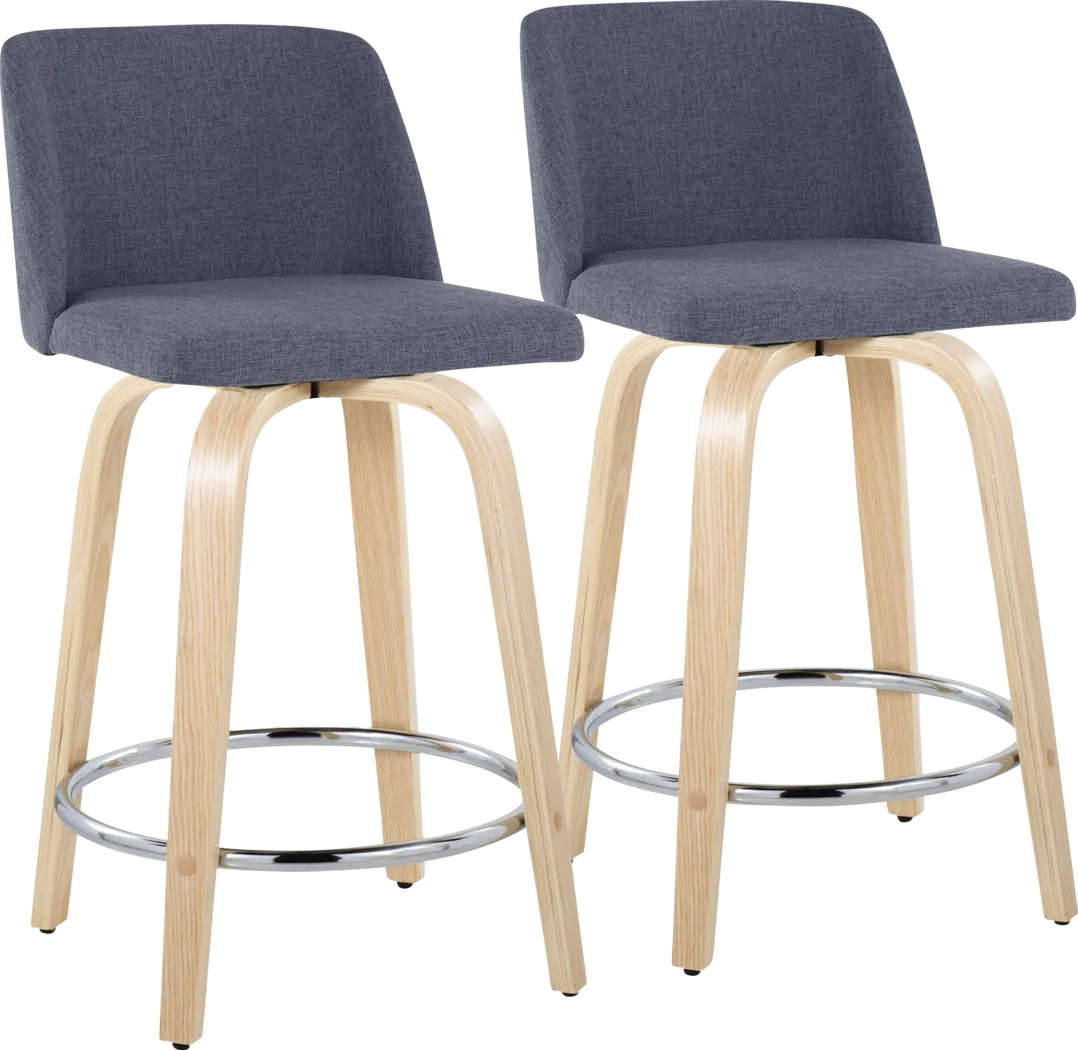 Clyo V Blue Swivel Counter Height Stool, Set of 2 - Thumbnail - Image 1