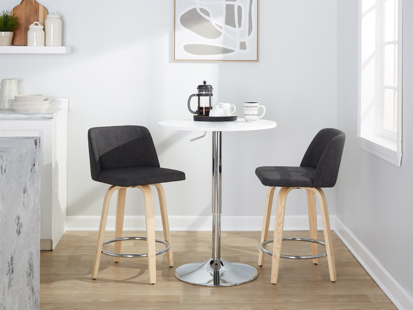 Clyo V Charcoal Swivel Counter Height Stool, Set of 2 - Thumbnail - Image 2