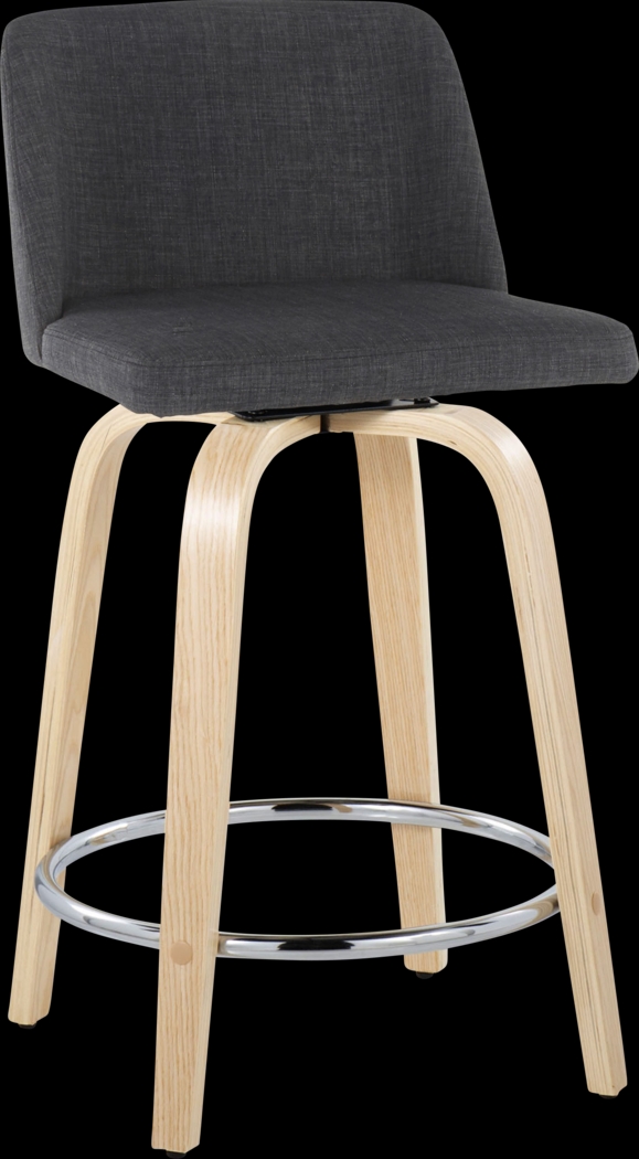 Clyo V Charcoal Swivel Counter Height Stool, Set of 2 - Thumbnail - Image 3