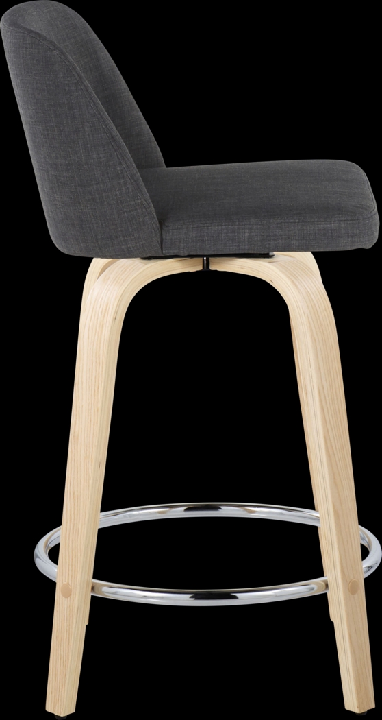 Clyo V Charcoal Swivel Counter Height Stool, Set of 2 - Thumbnail - Image 4